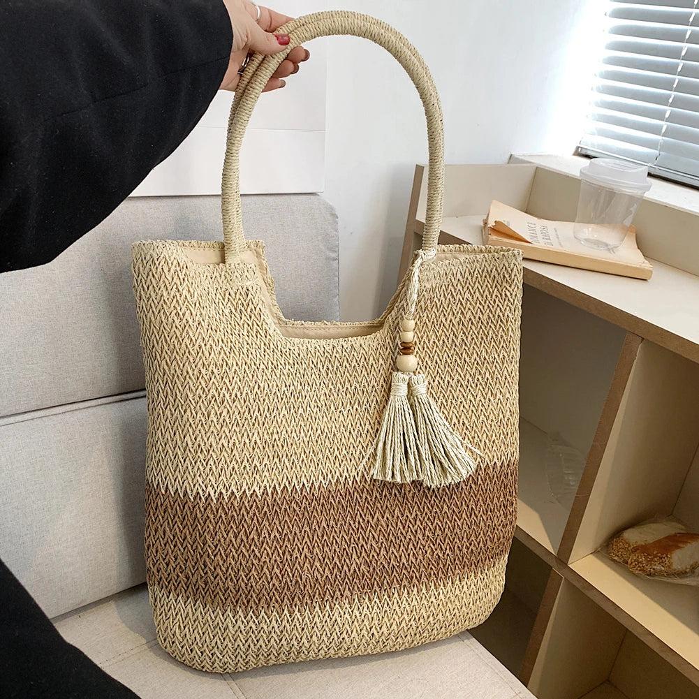 Cheervilla Summer Straw Woven Bag Tassels Shoulder Bag