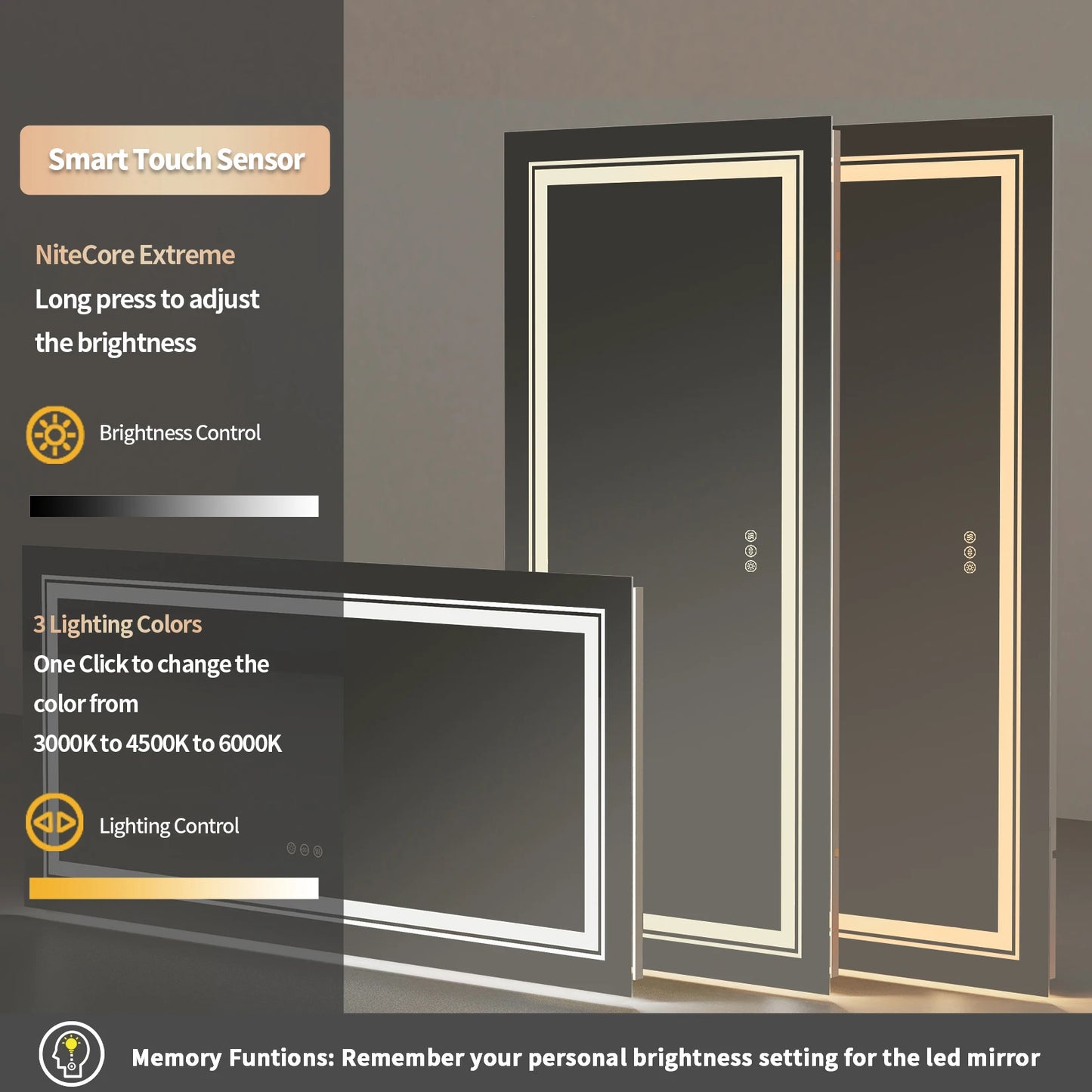 Illuminated LED Bathroom Mirror With Front Backlit Lights