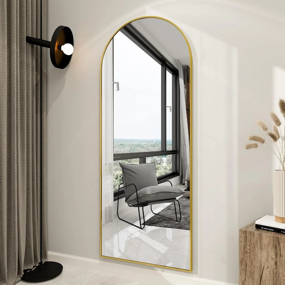 HUANZHUANG Arched Floor Mirror With Stand Home Decor