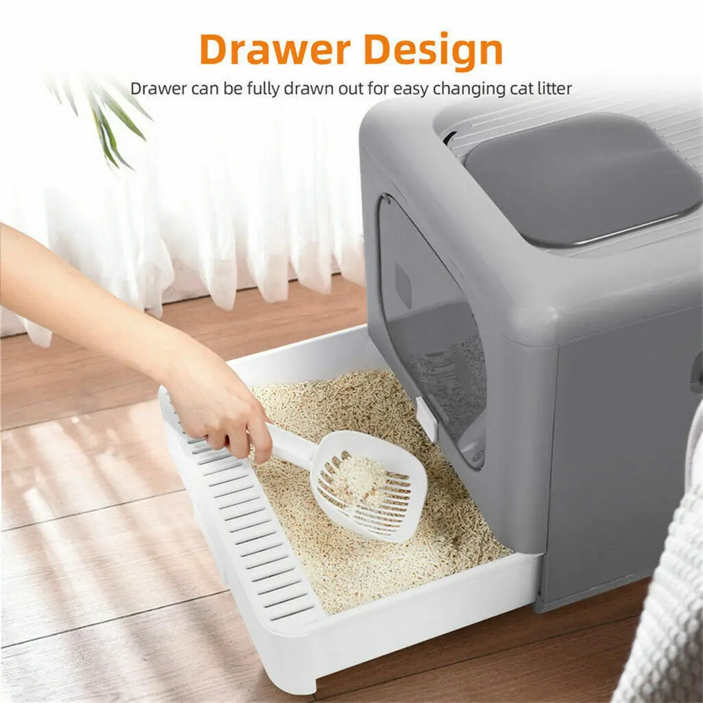 Cat Litter Box with Scoop and Tray by Feature Pet Supplies