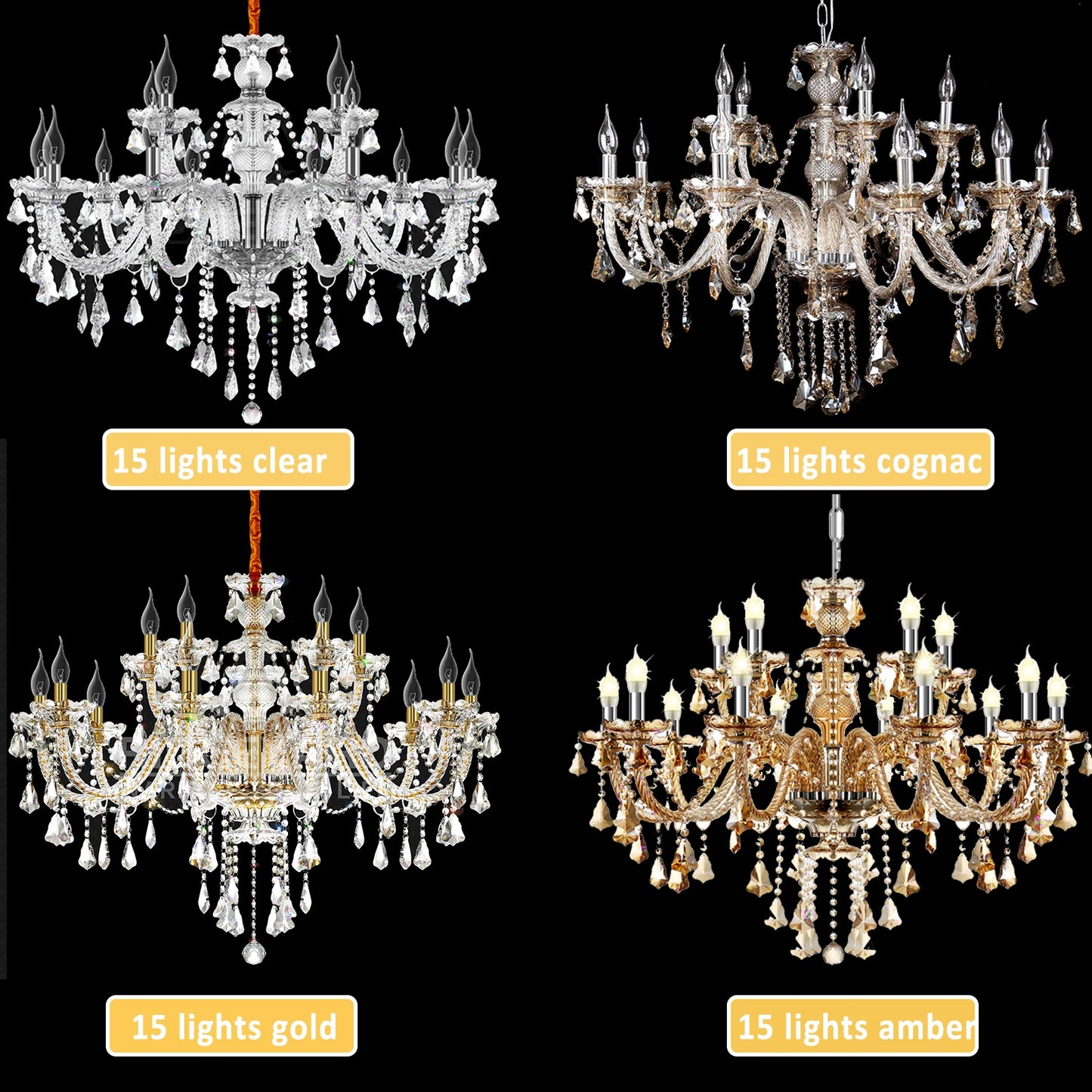 15 Arm Crystal Pendant Chandelier E14 Modern Living Room
