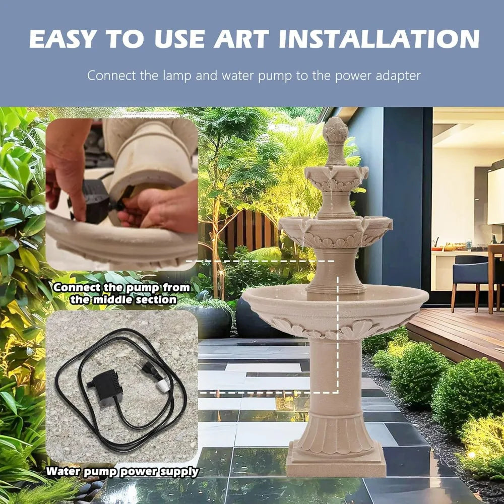 Grepatio Pineapple Italian Water Fountain Roman Pillar