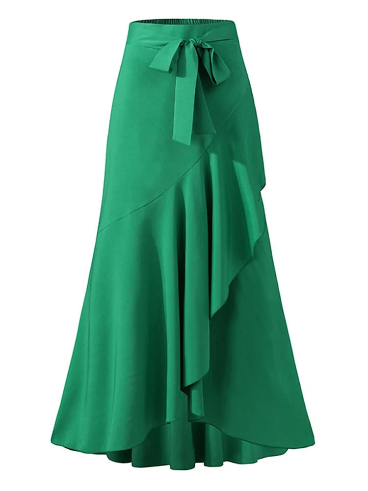 OSHOPLIVECN Irregular Clipping Bandage Falbala Long Skirts