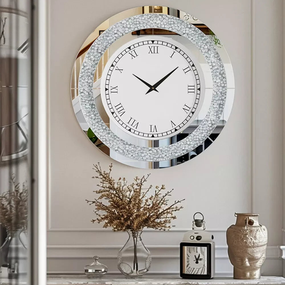 LUVODI Diamond Crystal Wall Clock Modern Living Room