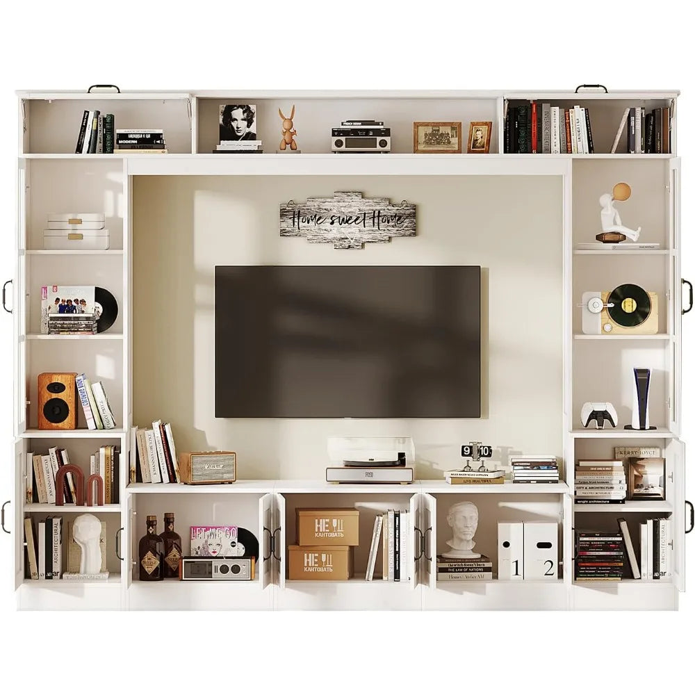 Modern TV Console With LED Lights And Hidden Storage