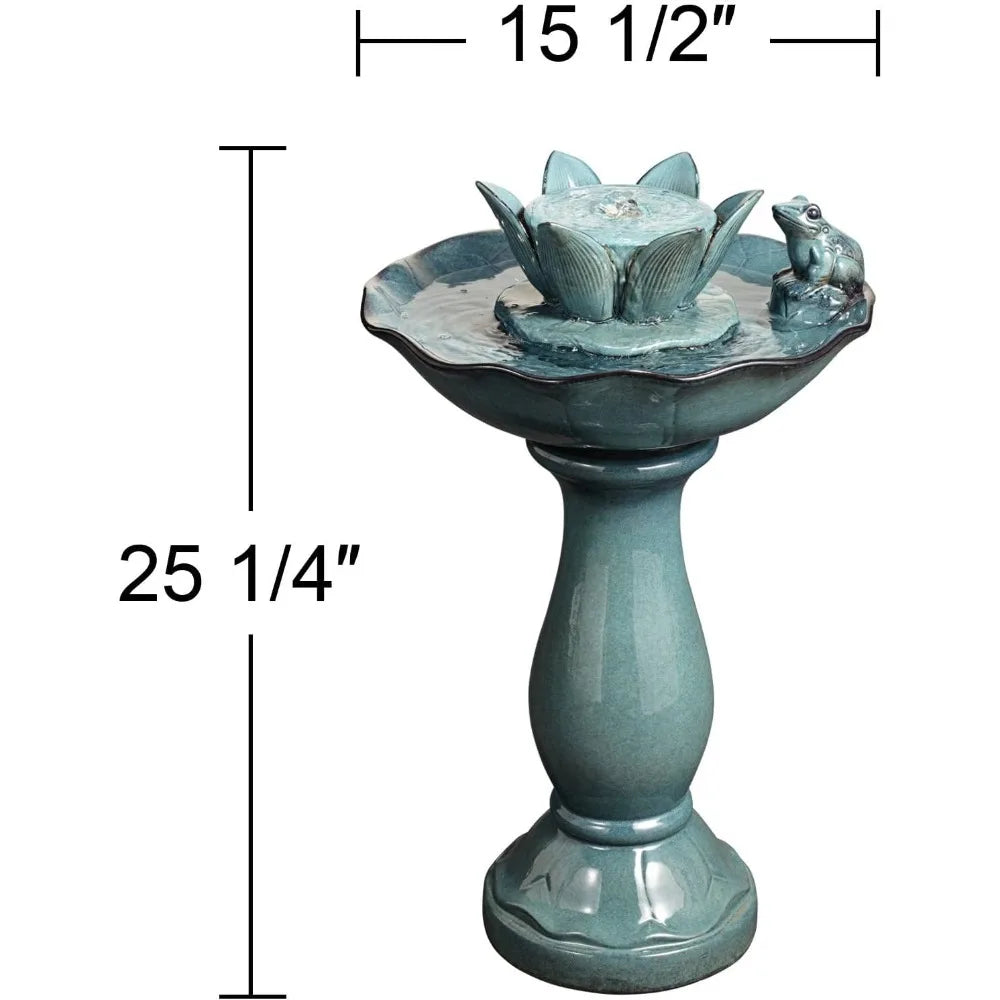 Lamps Plus Pleasant Pond Frog Ceramic Floor Fountain