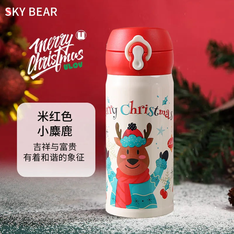 Christmas Insulated Cup Cute Cartoon Reindeer Cup Holiday Gift