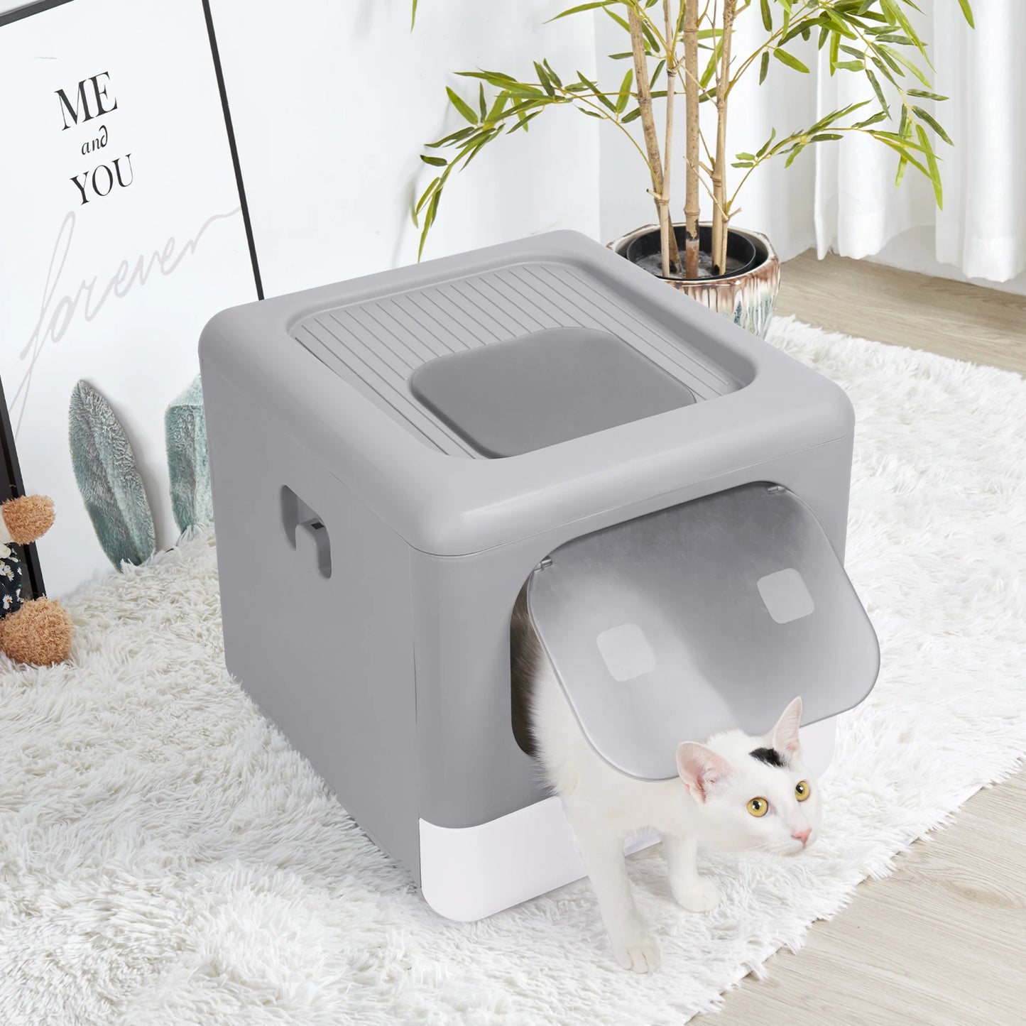 Cat Litter Box with Scoop and Tray by Feature Pet Supplies