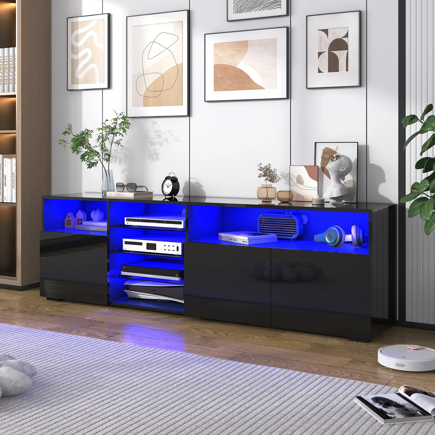 Cheervilla Modern TV Stand High Gloss Adjustable Shelves