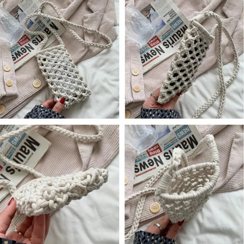 Crossbody Straw Bag Crochet Lightweight Shoulder Bag