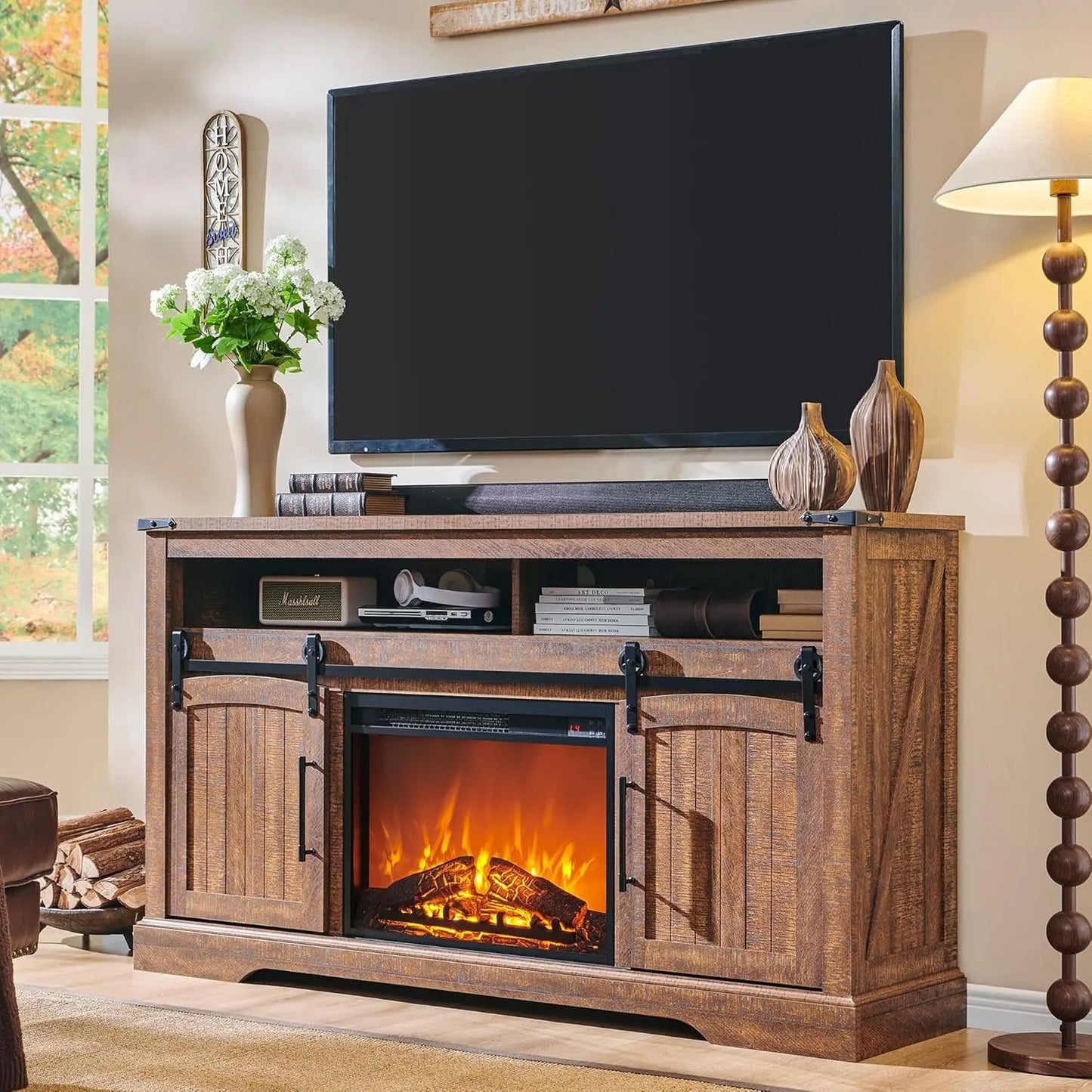 Huanzhuang Farmhouse Fireplace TV Stand Entertainment