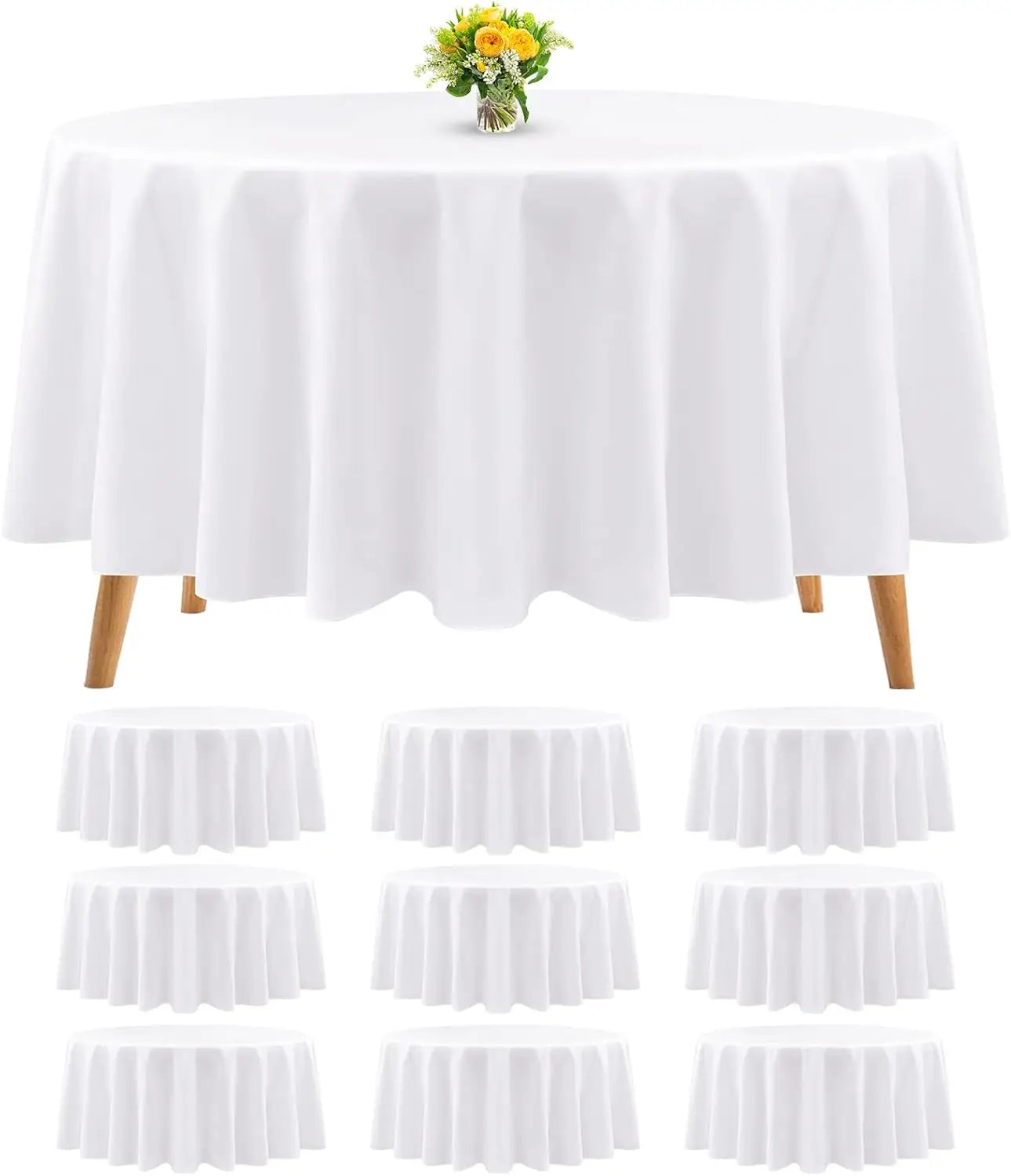 XMSJ 10 Packs Premium Round Tablecloths Washable Polyester