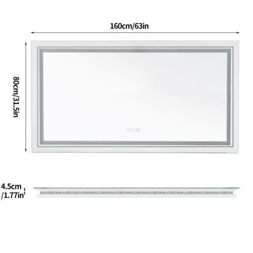 Illuminated LED Bathroom Mirror With Front Backlit Lights