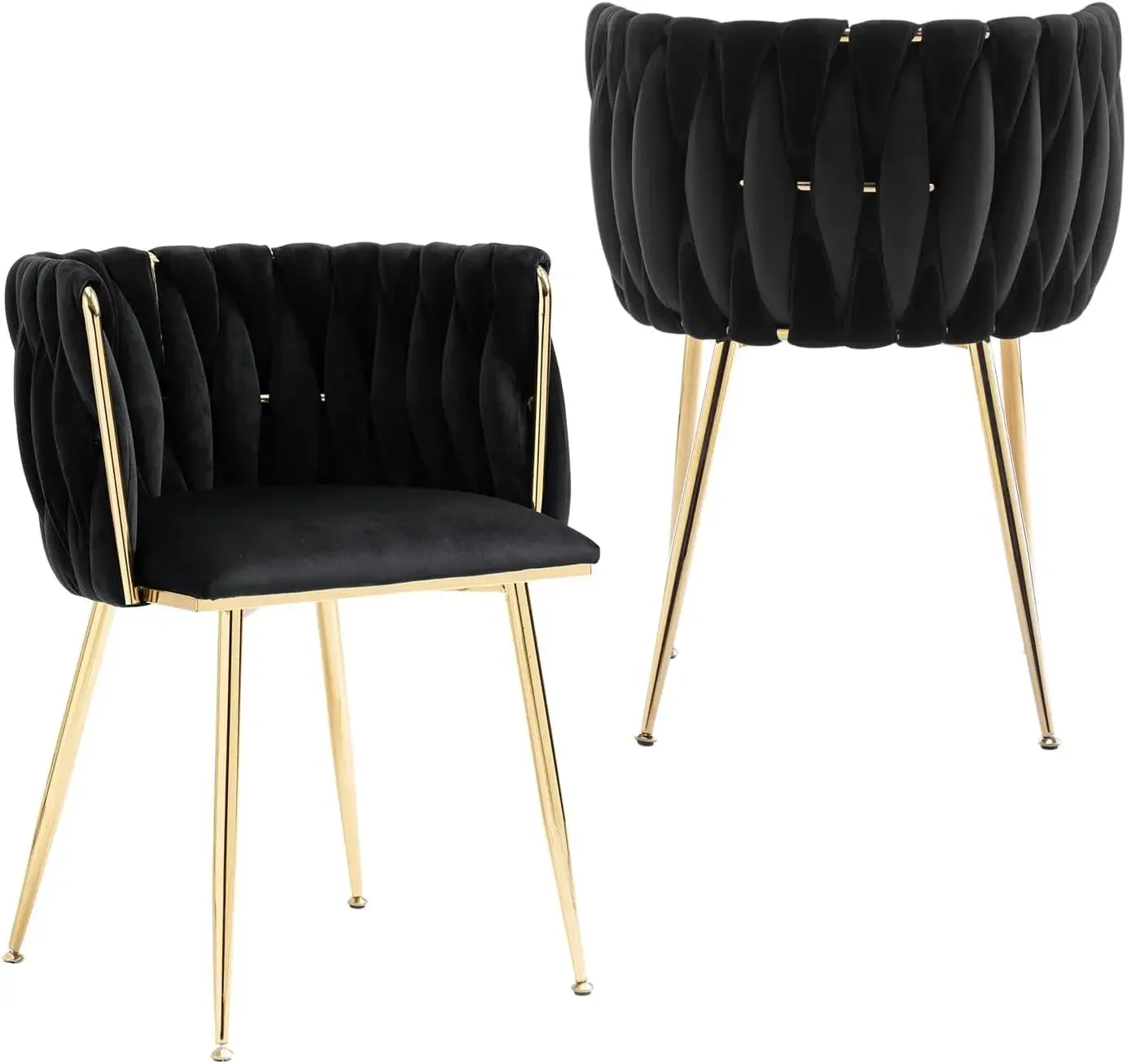 Velvet Dining Chairs Set of 2 with Gold Metal Legs
