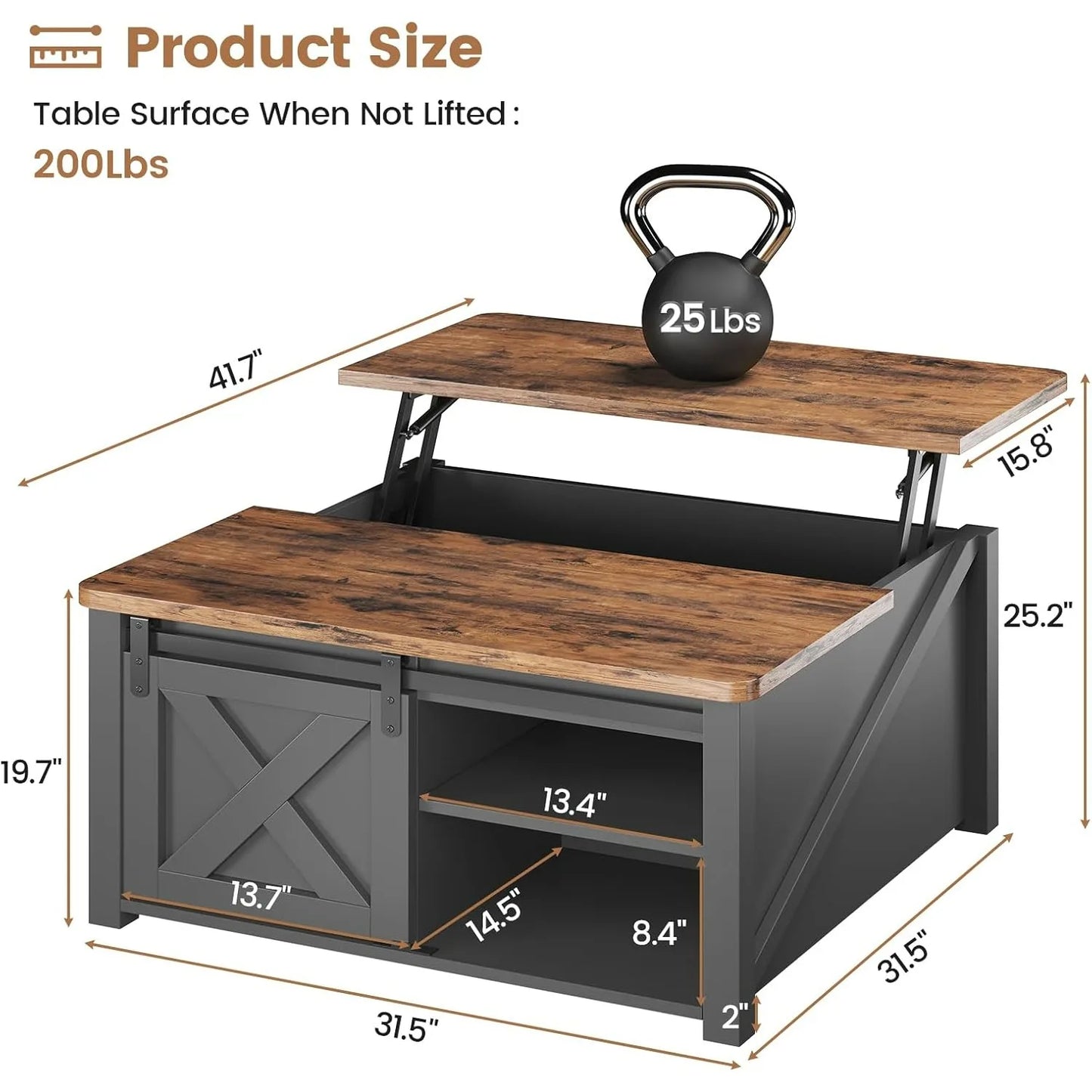 Hign-concerned Lift Top Coffee Table with Storage for Living Room