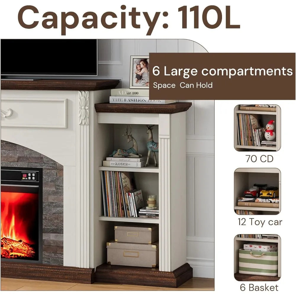 Electric Fireplace Console With Mantel TV Stand Unit