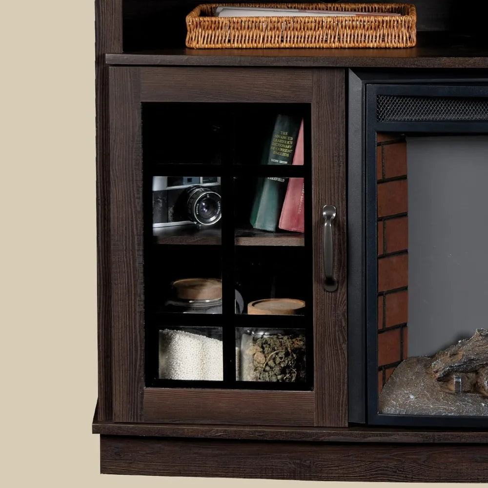 MKDK Curved Fireplace TV Stand with Electric Fireplace