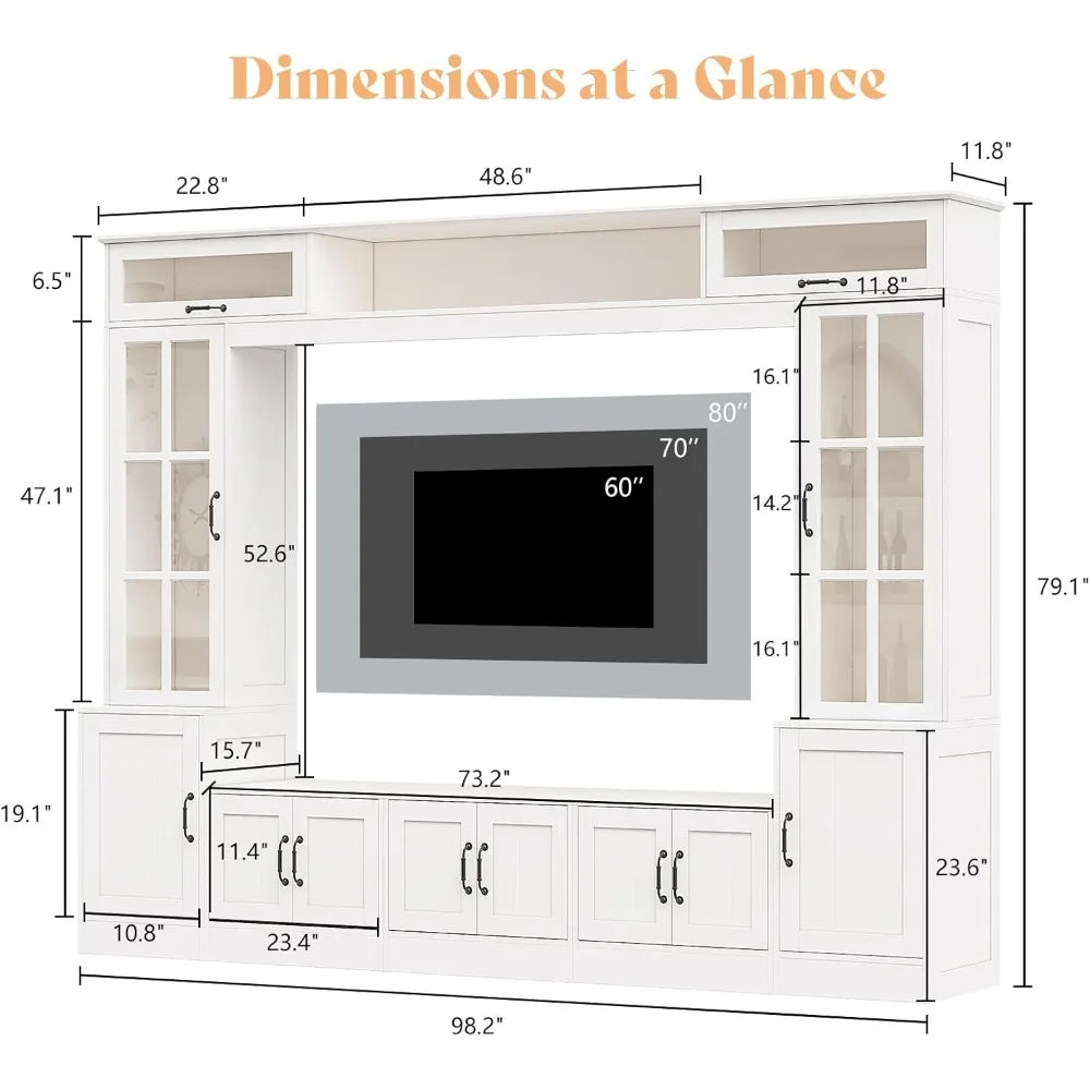 Modern TV Console With LED Lights And Hidden Storage