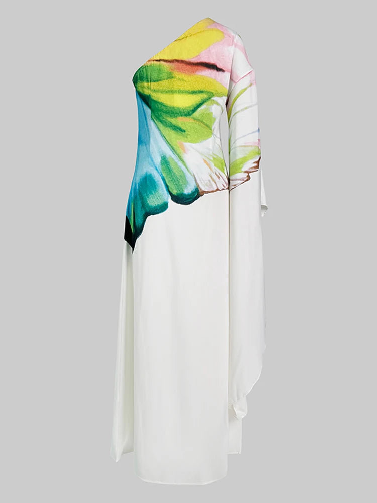 OSHOPLIVECN Floral One Shoulder Maxi Dress For Evening