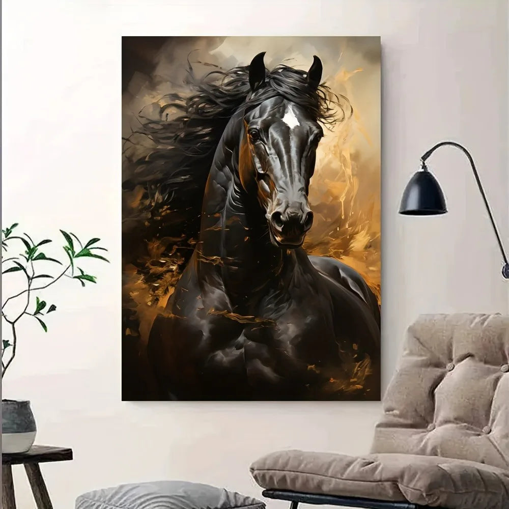 Hign-Concerned Horse Running Canvas Print Frameless Mural