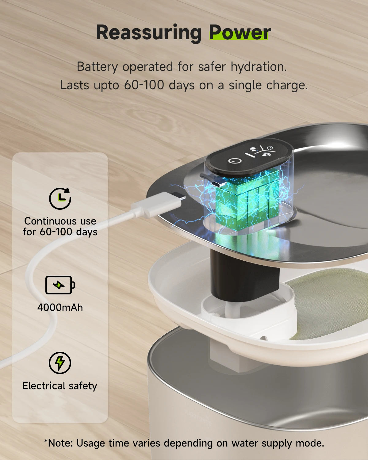 APD Stainless Steel Wireless Cat Water Fountain 135oz 4L