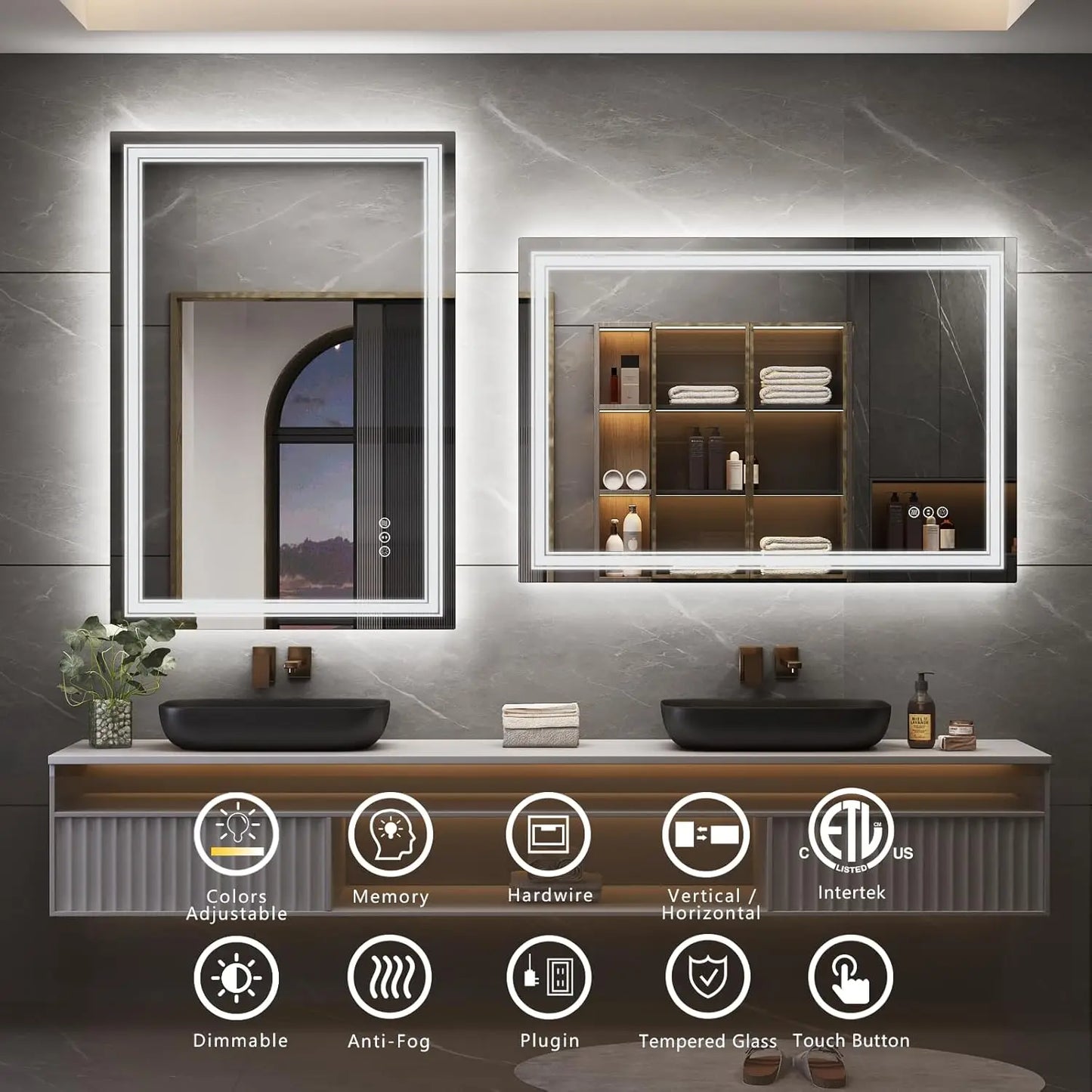 Sh.Kl LED Bathroom Mirror Dimmable Front And Back Lighting