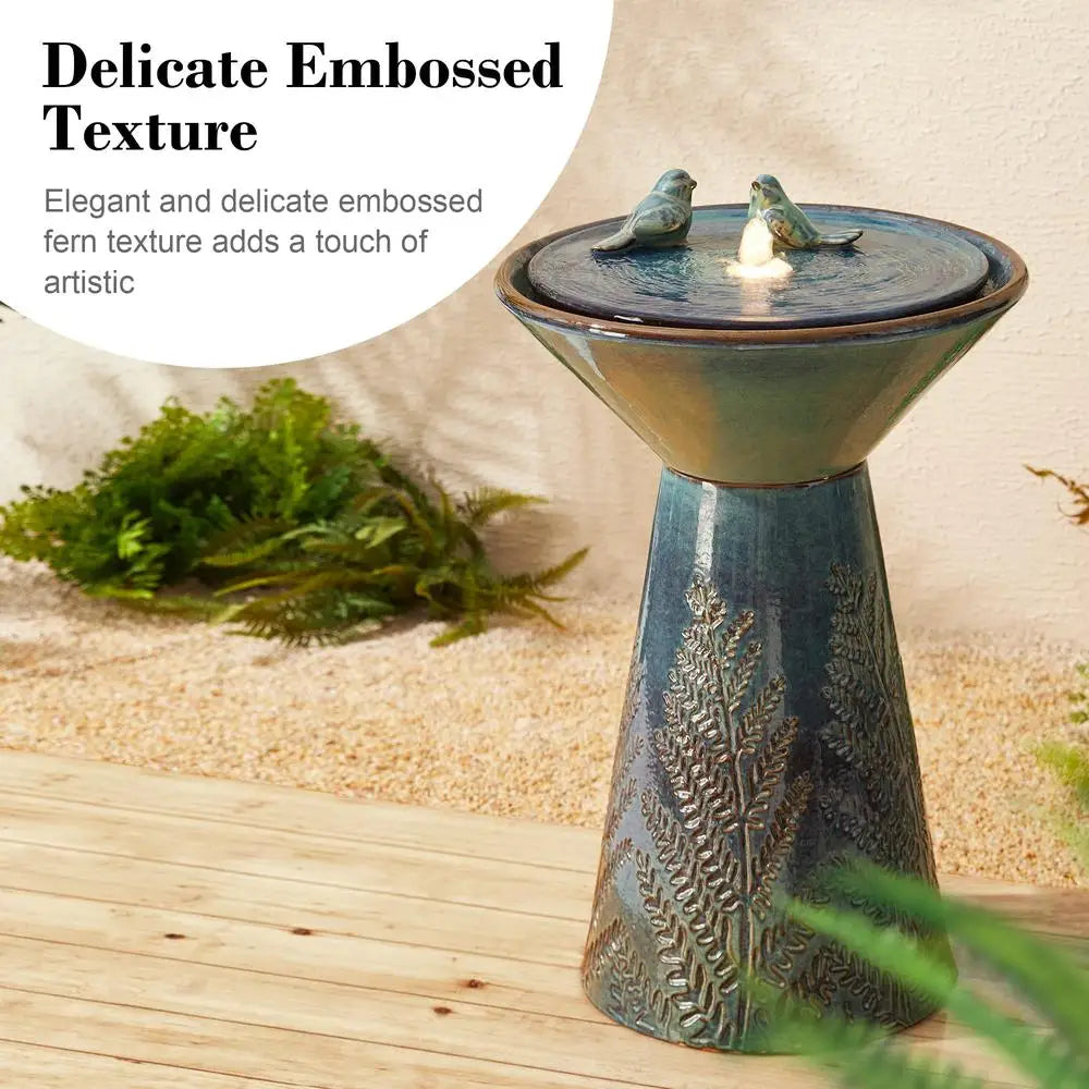 XMSJ Outdoor Ceramic Water Fountain With LED Light And Pump