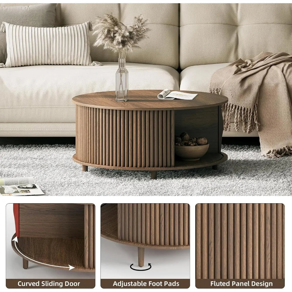 Round Coffee Table with Storage by Brand Name for Living Room