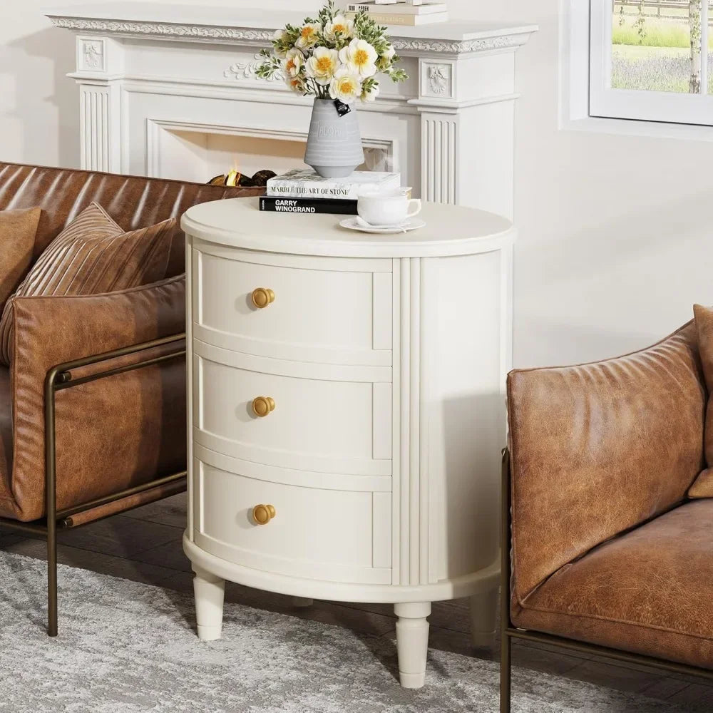 ANGDUO Farmhouse Nightstand With 3 Drawers Bedside Table