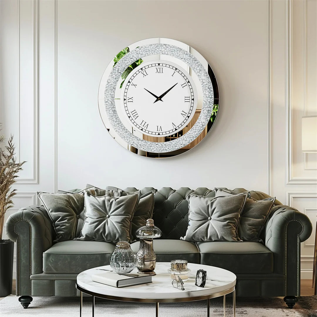 LUVODI Diamond Crystal Wall Clock Modern Living Room
