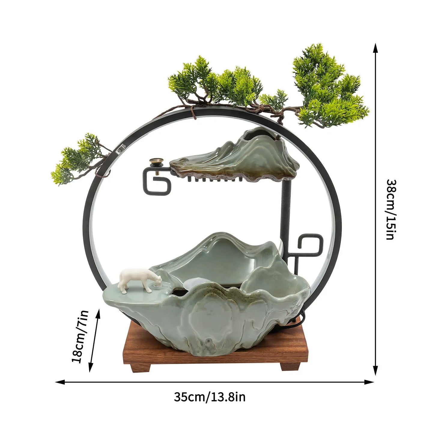 Tabletop Water Fountain LED Mist Decor For Meditation