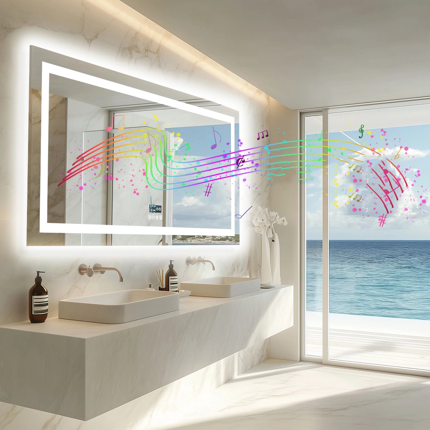 Wisfor LED Bathroom Mirror Dual Lights AntiFog Bluetooth