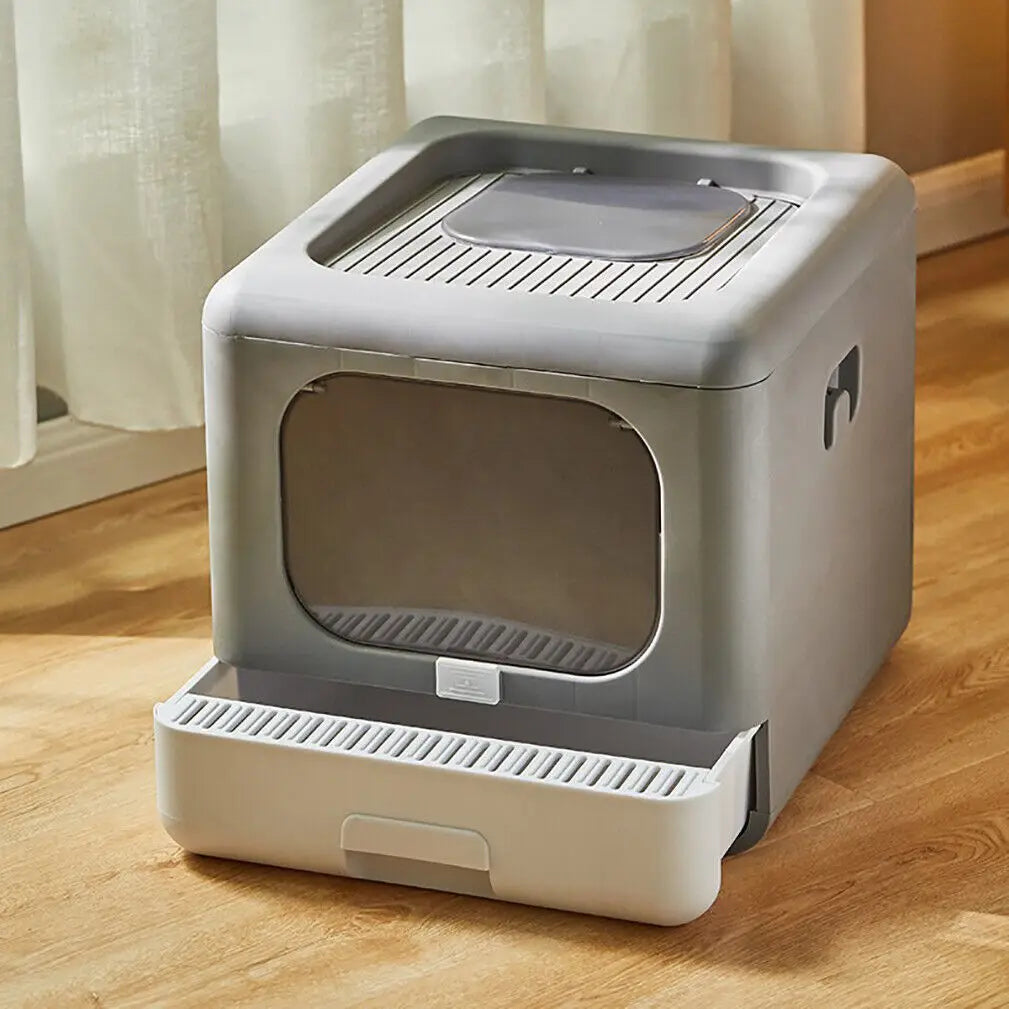 Cat Litter Box with Scoop and Tray by Feature Pet Supplies
