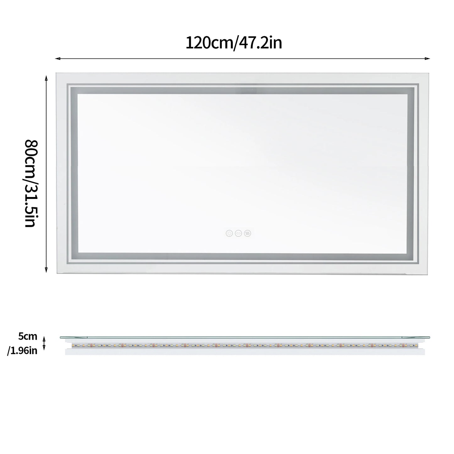Illuminated LED Bathroom Mirror With Front Backlit Lights