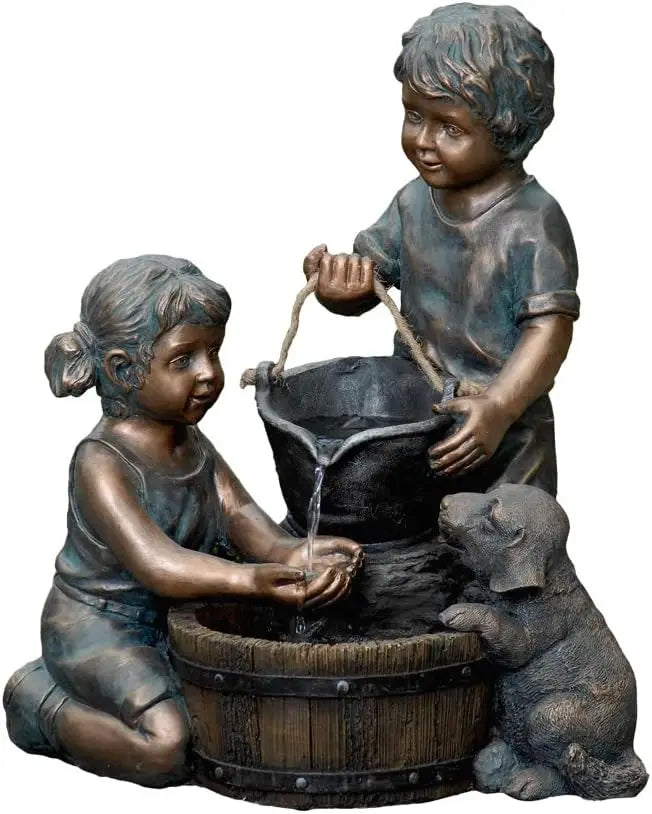Jeco Kids And Dog Outdoor Indoor Water Fountain Polyresin