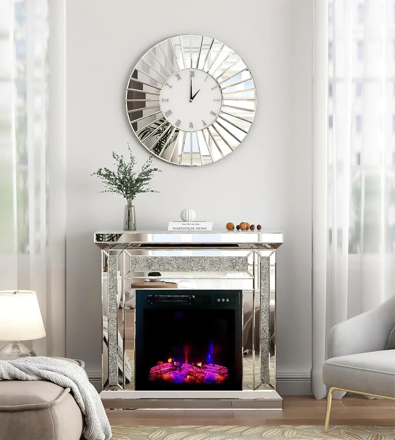 Shyfoy Mirrored Wall Clock For Living Room Luxury Decor