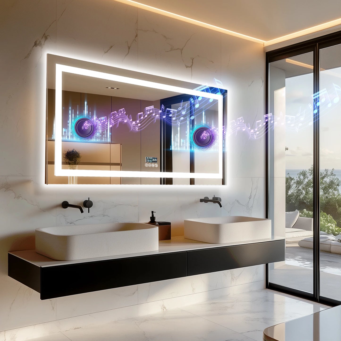 Wisfor LED Bathroom Mirror Dual Lights AntiFog Bluetooth