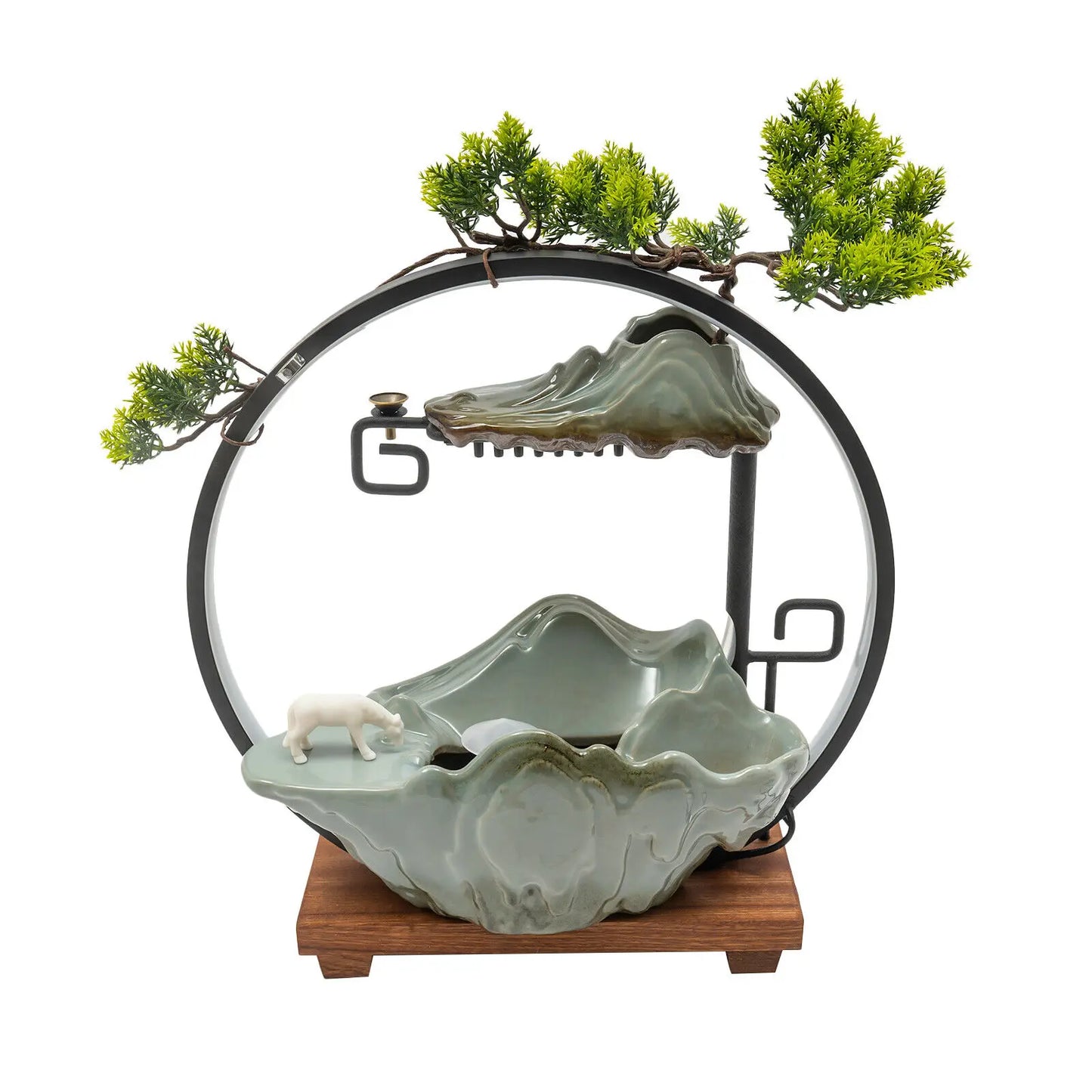 Tabletop Water Fountain LED Mist Decor For Meditation