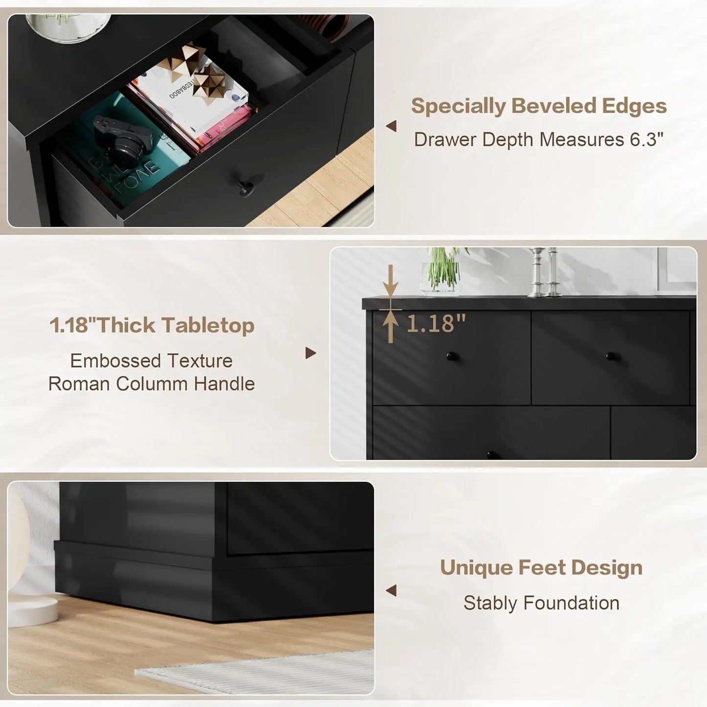 XMSJ Dresser For Bedroom With Five Drawers TV Stand