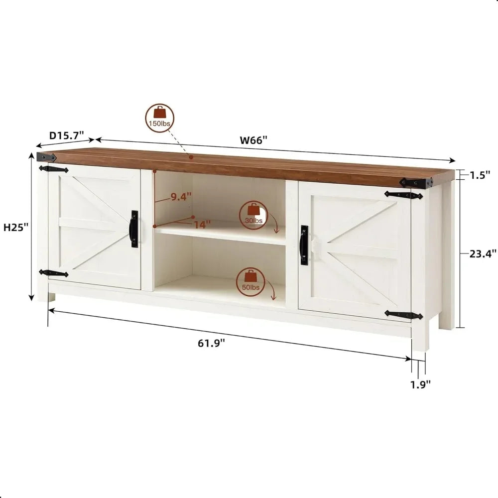Guangbai Farmhouse TV Stand With Storage Cabinets