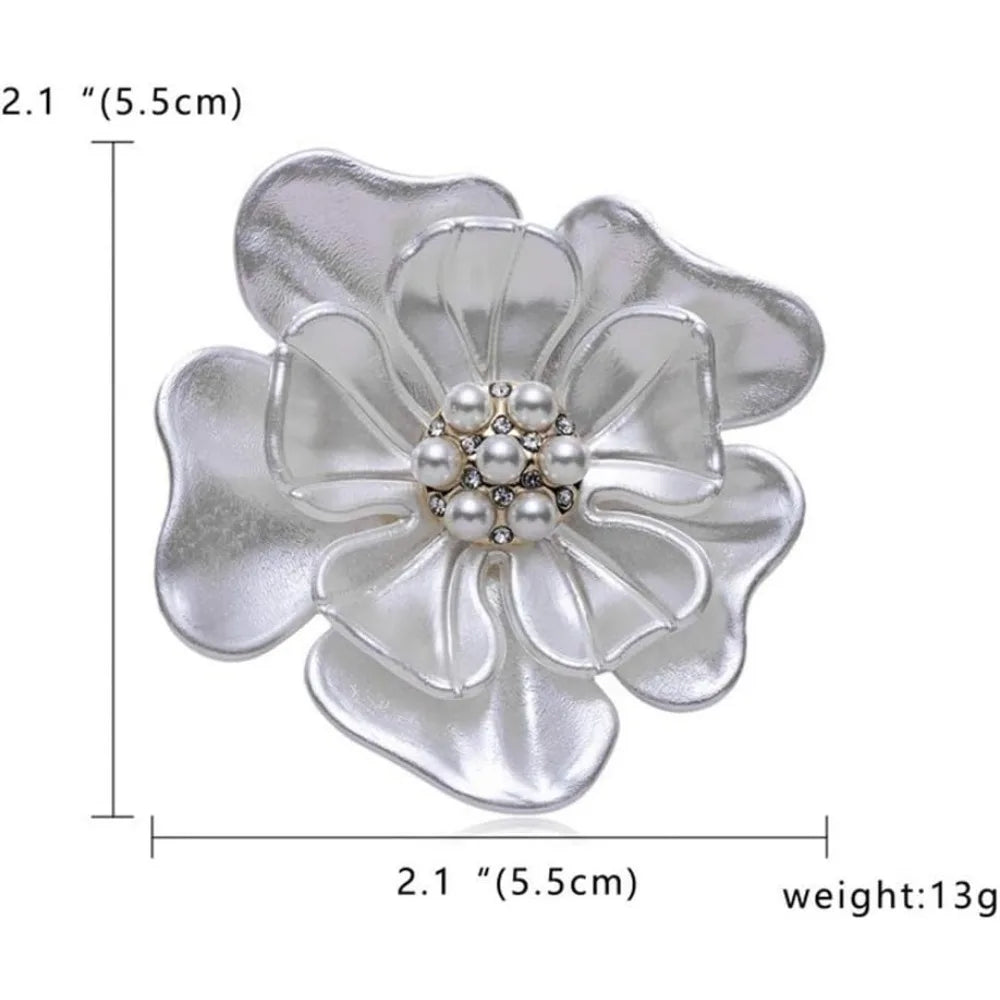 Elegant Plum Blossom Enamel Brooch Pin Gold Plated Flower