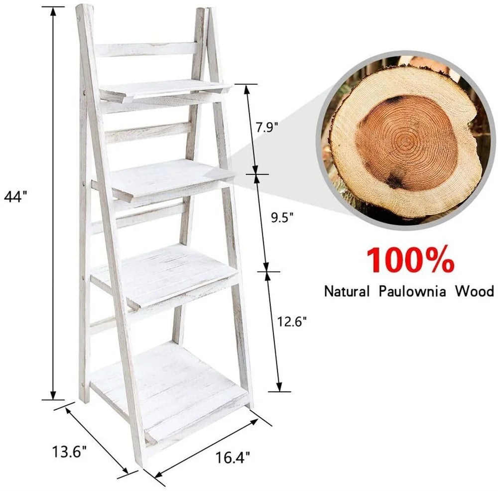 Hign-concerned 4 Tier Wooden Plant Stand For Indoor And Outdoor Flower Pots Display Shelf
