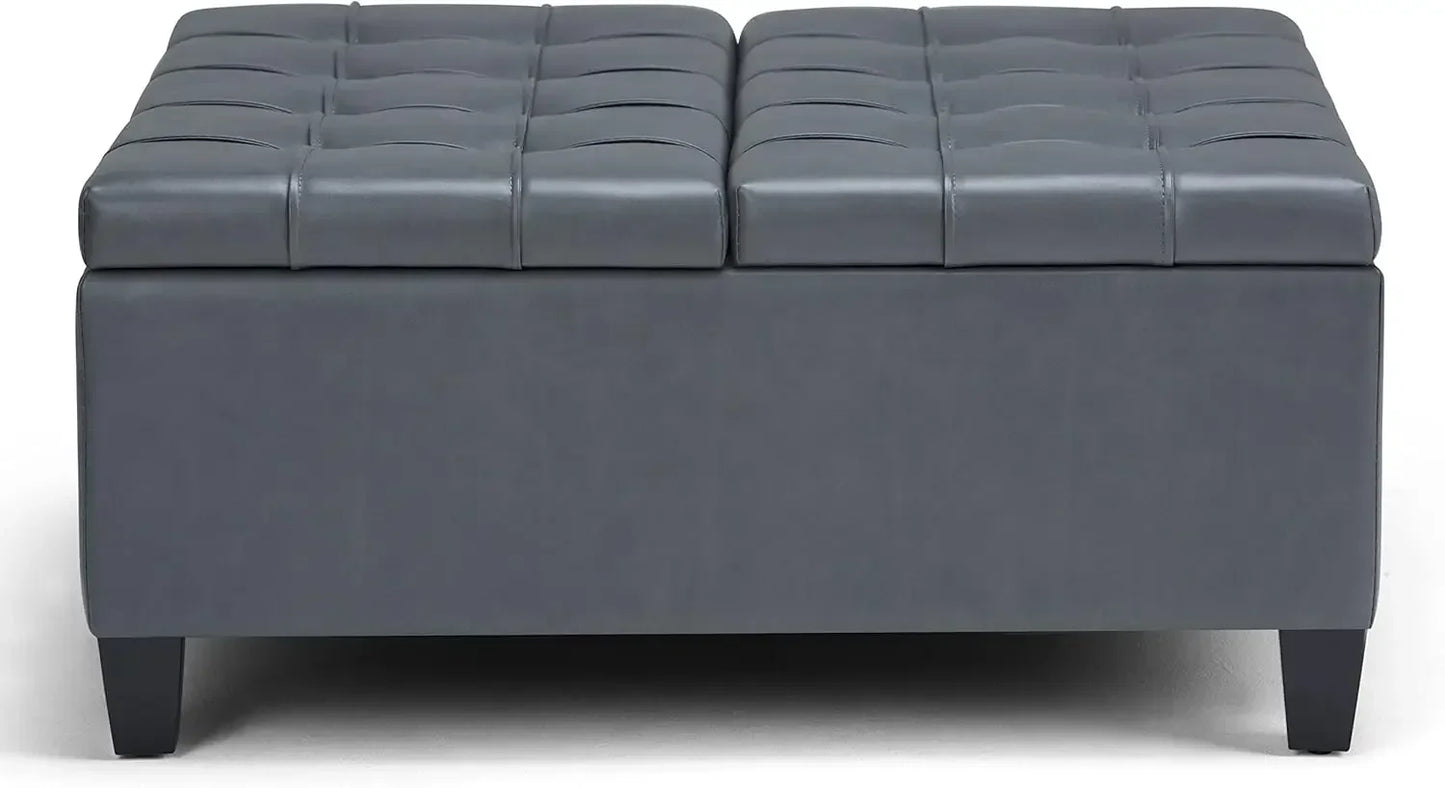 XMSJ 36 Inch Transitional Square Coffee Table Storage Ottoman