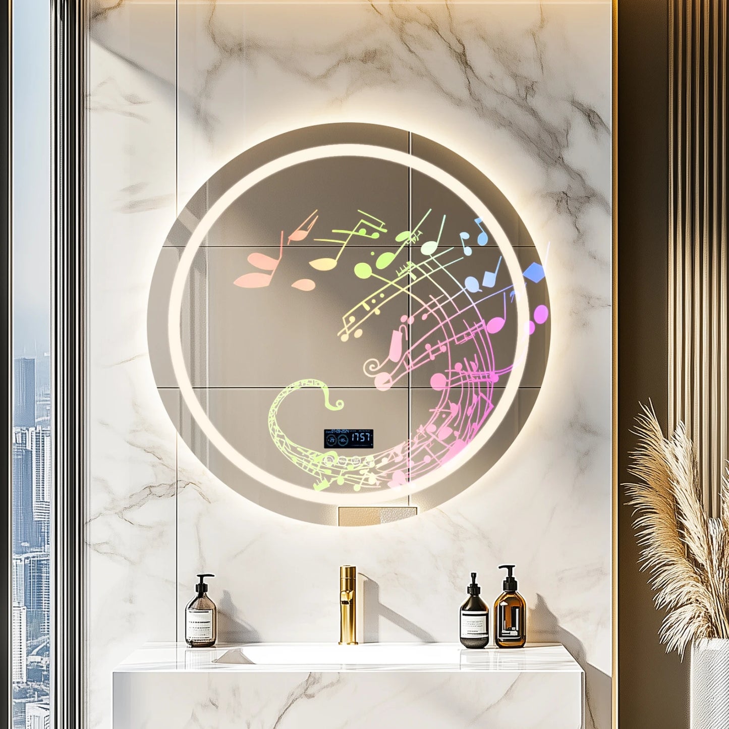 Borwart LED Bathroom Mirror Front And Backlit Anti Fog