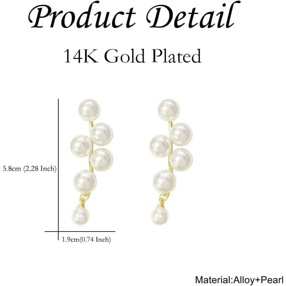 Long Freshwater Pearl Drop Dangle Earrings Boho Gold Plated