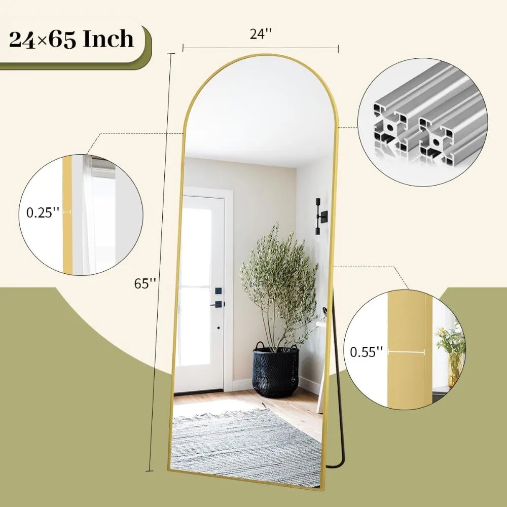 HUANZHUANG Arched Floor Mirror With Stand Home Decor