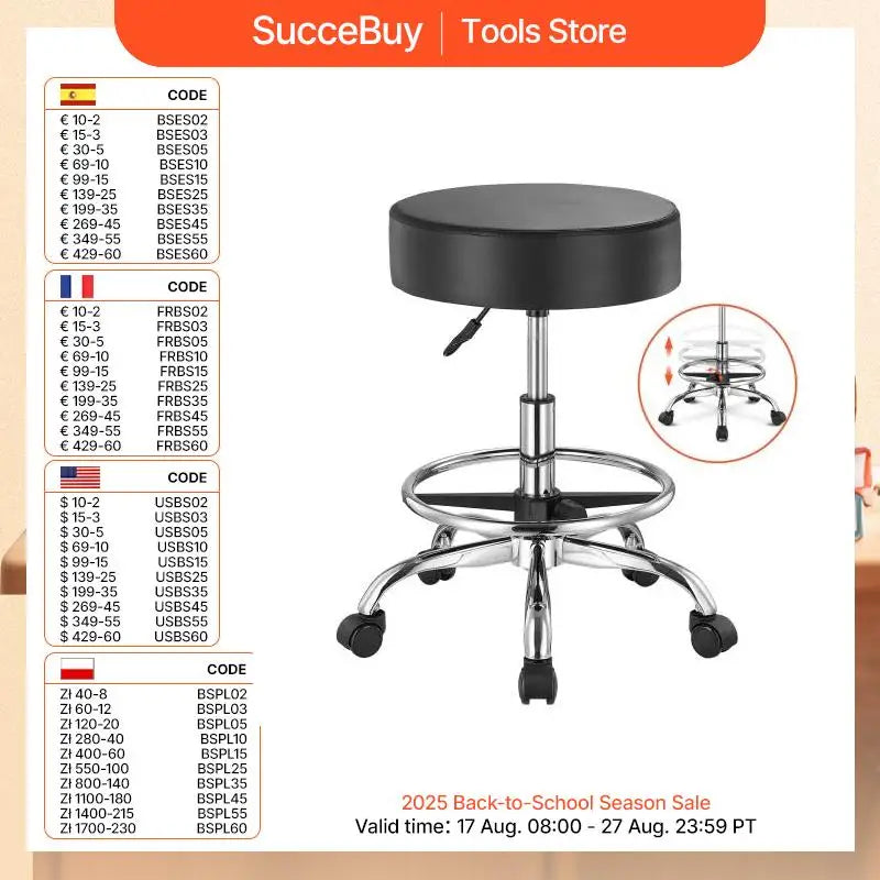 VEVOR Rolling Stool With Wheels For Salon Spa Tattoo Clinic