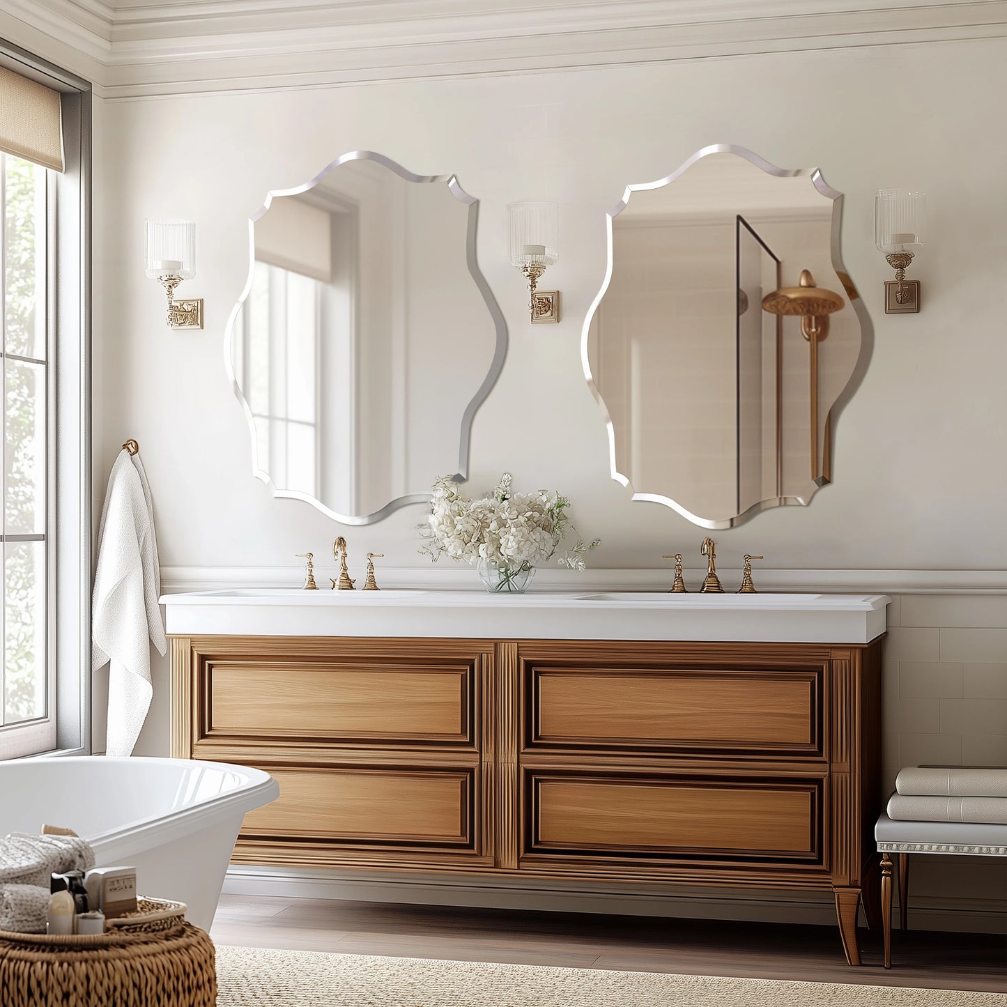 Wisfor Frameless Wall Mirror With Beveled Edge Polished