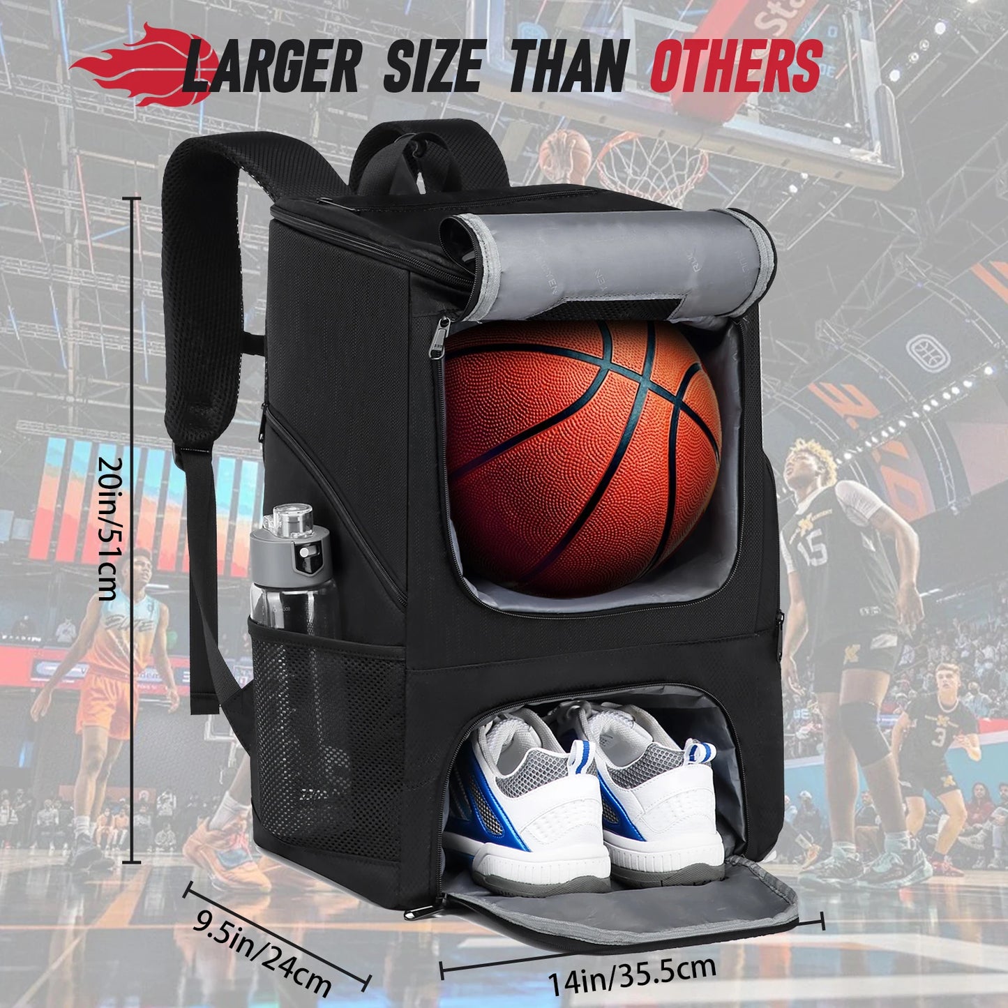 YH GSCN Basketball Backpack With Ball Holder Shoes Compartment