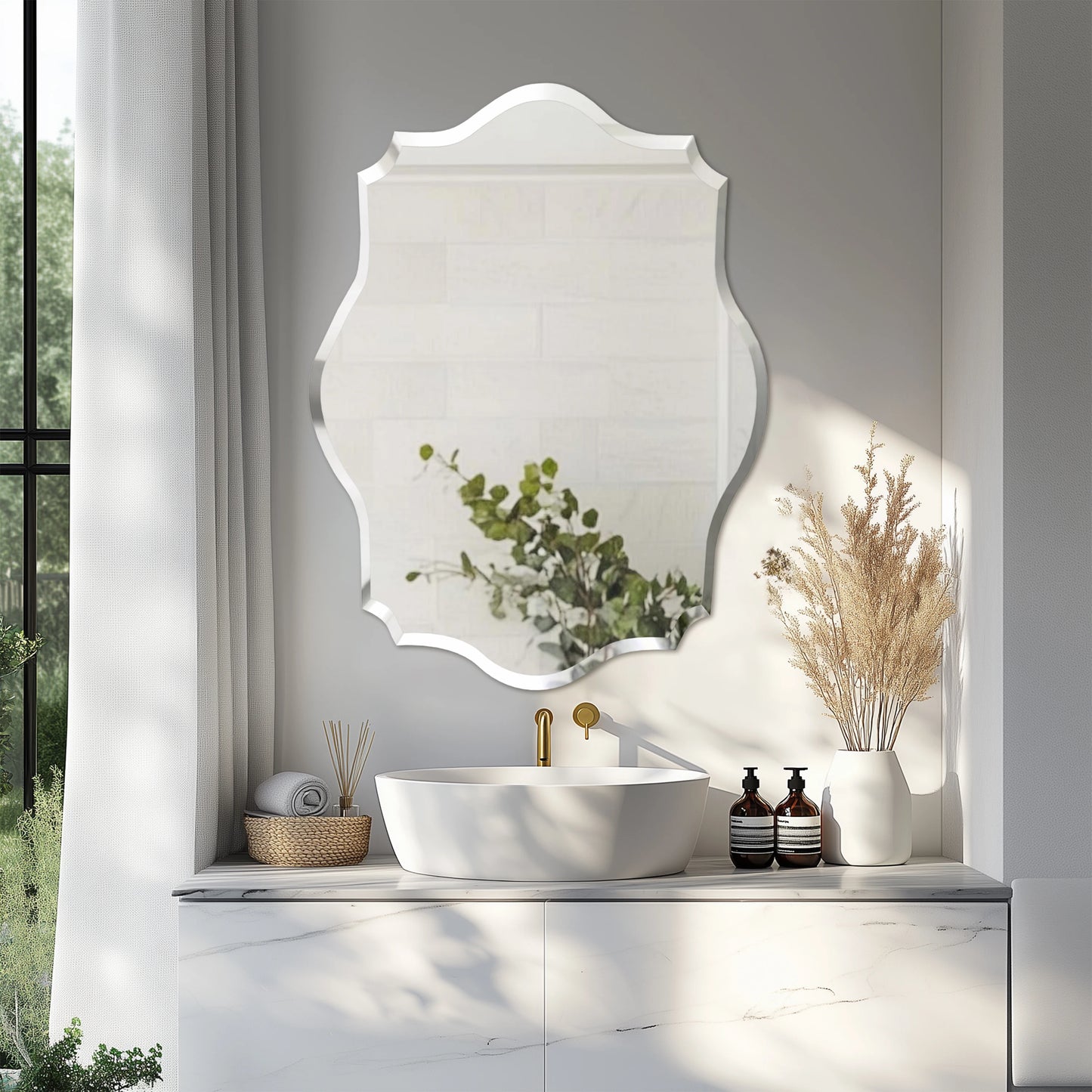 Wisfor Frameless Wall Mirror With Beveled Edge Polished